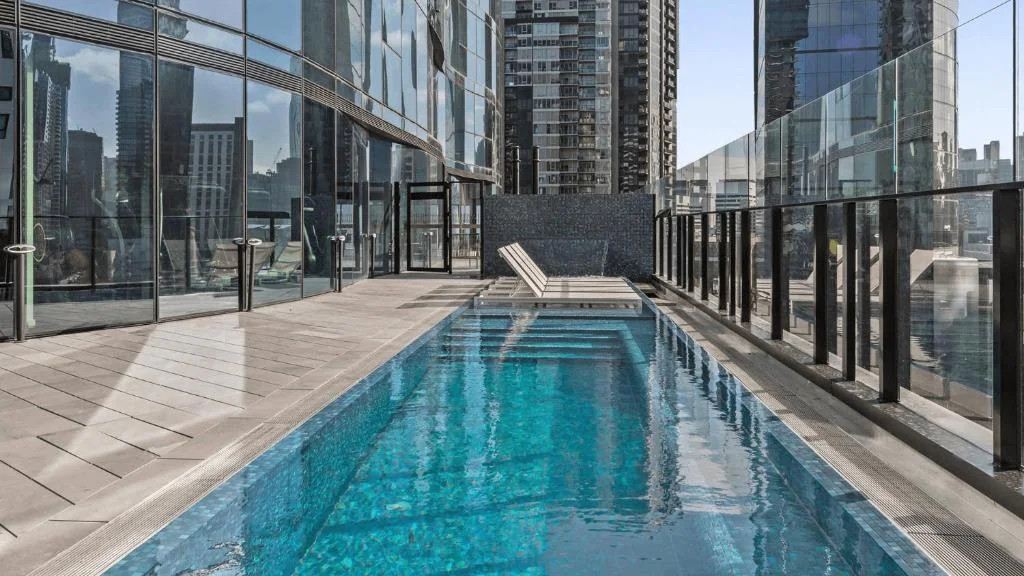 Outdoor pool at Shadow Play in Southbank